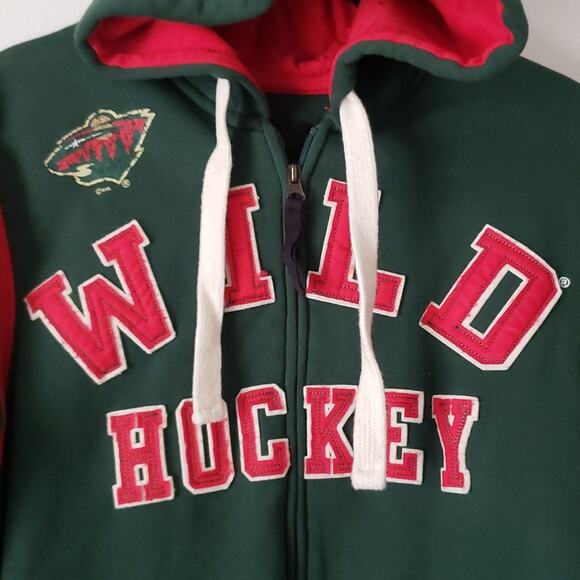 Minnesota Wild Hockey Zip Up Hooded Sweatshirt - Picture 2 of 4